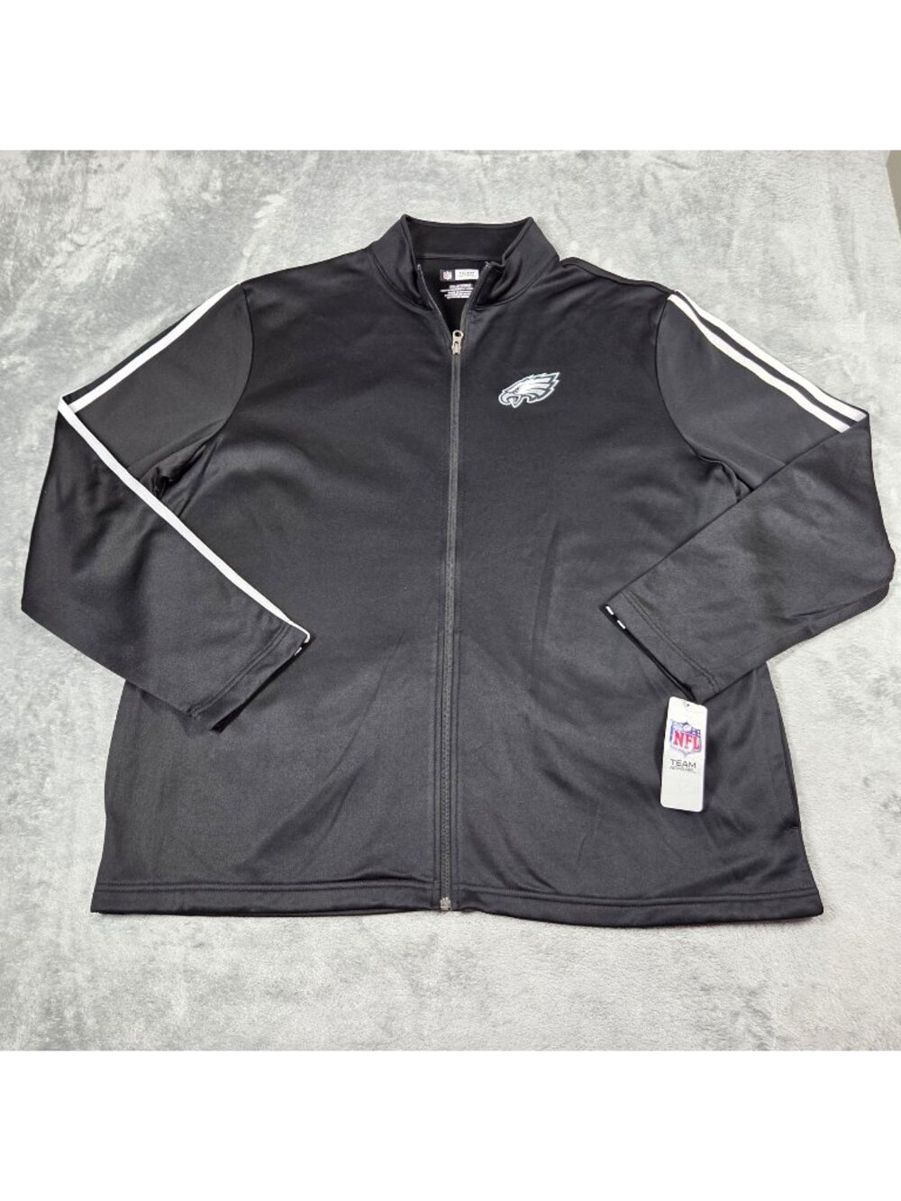 Philadelphia Eagles Jacket Mens 2XL Black Full Zip Lightweight Track NFL NEW
